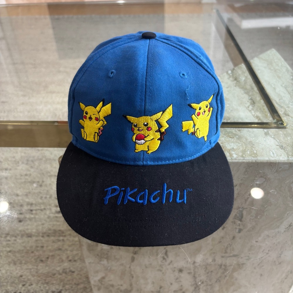 Pokemon Pikachu Hat Kids OSFM Blue Black Good Used Condition 1999 Vintage